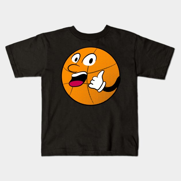 Retro Basketball Funny Cartoon Basketballer Kids T-Shirt by Foxxy Merch